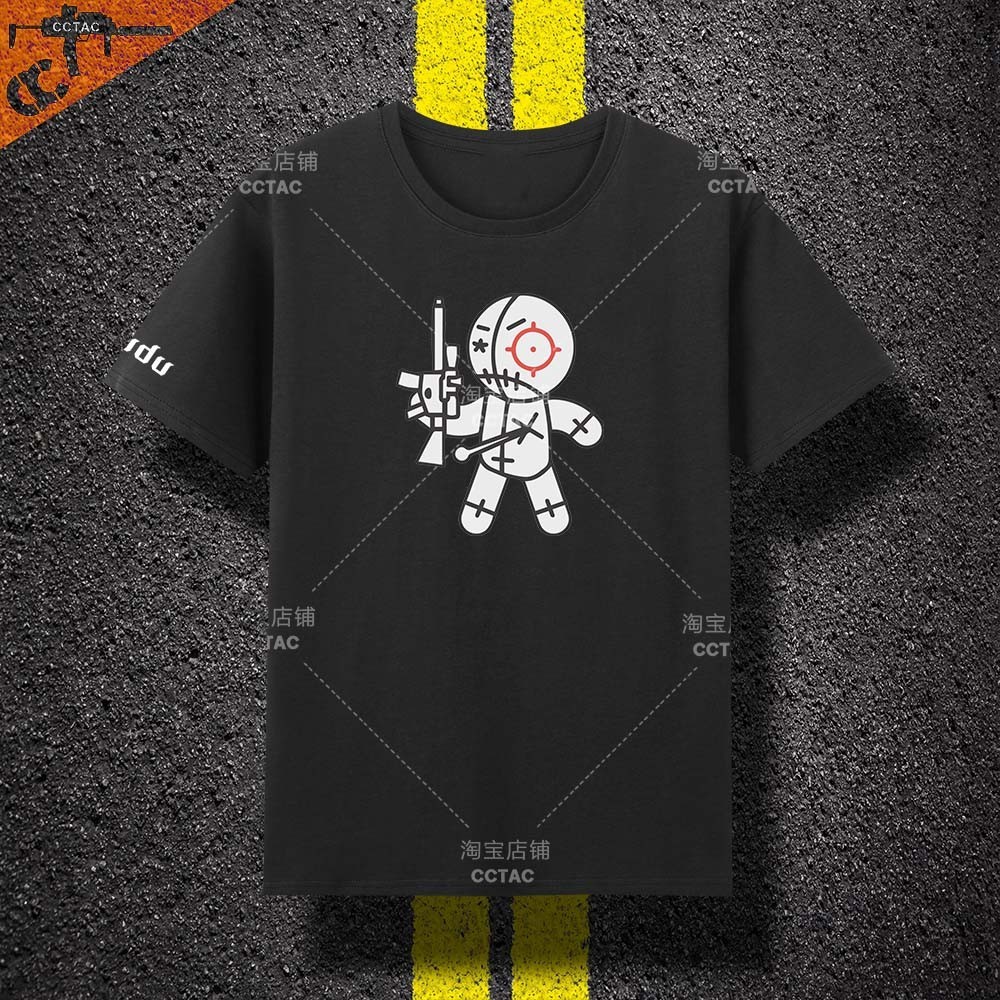 เสื้อยืดแขนสั้นสไตล์ทหารสำหรับผู้ชาย พิมพ์ลายการ์ตูน EOTech แบบOutdoor