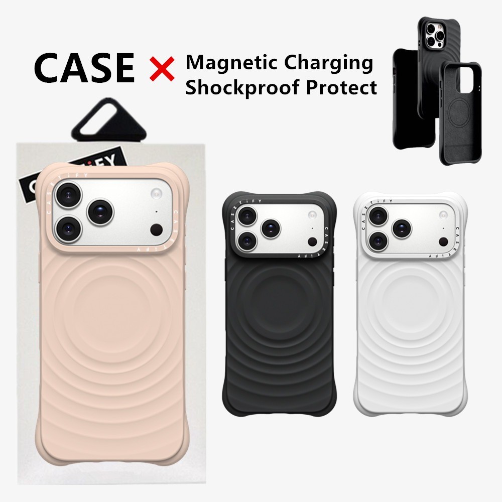 CaseTifg Ripple เคสโทรศัพท์ชาร์จแม่เหล็ก ซิลิโคนเหลว กันกระแทก สำหรับ iPhone 13-17