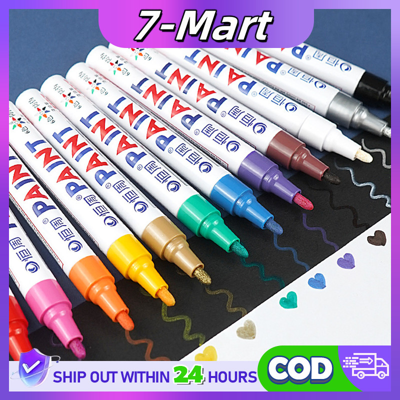 7mart ปากกามาร์กเกอร์  ปากกาเขียนยาง มี 12 สี กันน้ำ ปากกาอเนกประสงค์ กระเบื้อง กระจก พลาสติก แก้ว ไม้ แต้มสีรถ