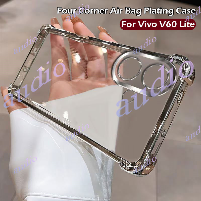 Vivo V60 Lite 5Gสี่มุมชุบ Anti Drop โปร่งใสเคสโทรศัพท์สําหรับ VIVO V60 Lite V60e Vivo60 Lite 5G หรูห