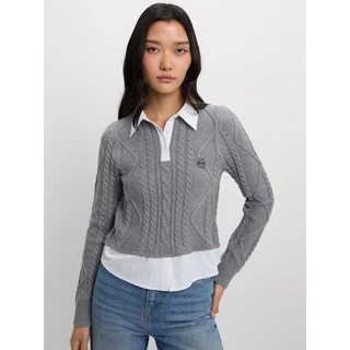 [Pomelo] เสื้อผ้าถักดีไซน์ลายนูน / Cable Knit Top