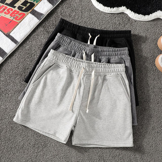 Buy 1 Get 2 Unisex Cotton Sports Shorts Quick Dry Gym Training Running Fitness Workout Beach Casual Elastic Waist Shorts Black Grey