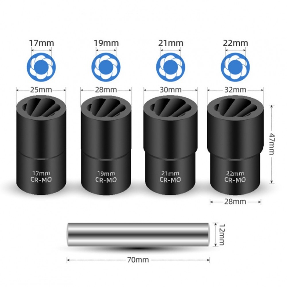 เครื่องกําจัดน็อตที่มีประสิทธิภาพสําหรับการสกัดน๊อตหักทําจากวัสดุ CR MO 5 ชิ้น