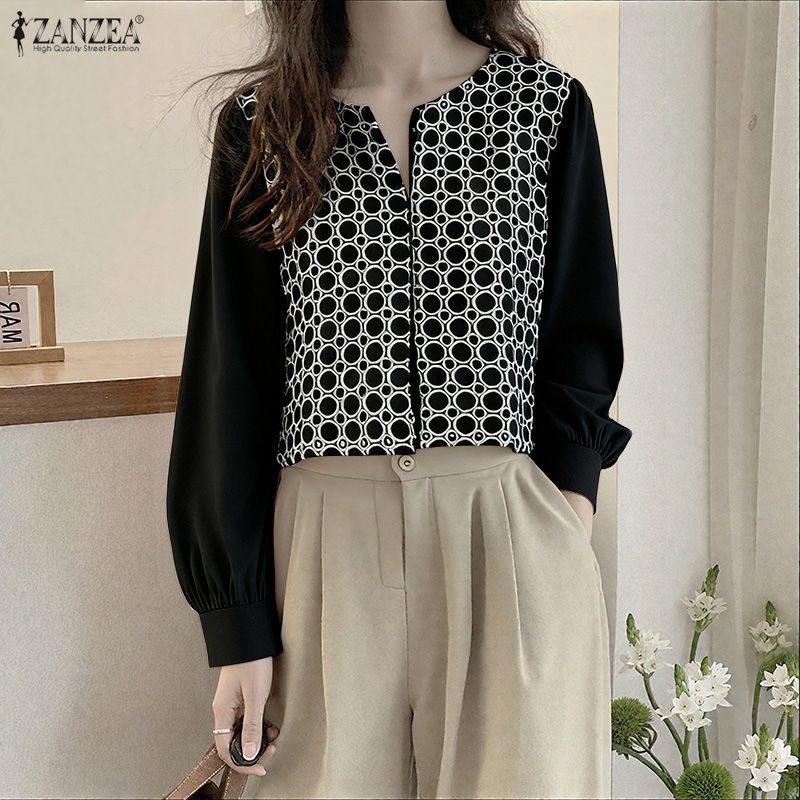 ZANZEA เสื้อบราคอวกลมแขนยาวสไตล์เกาหลีสำหรับผู้หญิง — صورة 4