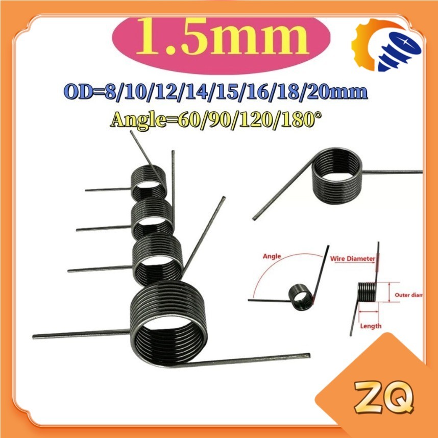 5 ชิ้น d1.5 มิลลิเมตร OD8/10/12/14/15/16/18/20 มิลลิเมตร V-รูปเกลียว torsion ฤดูใบไม้ผลิมุม 60/90/12