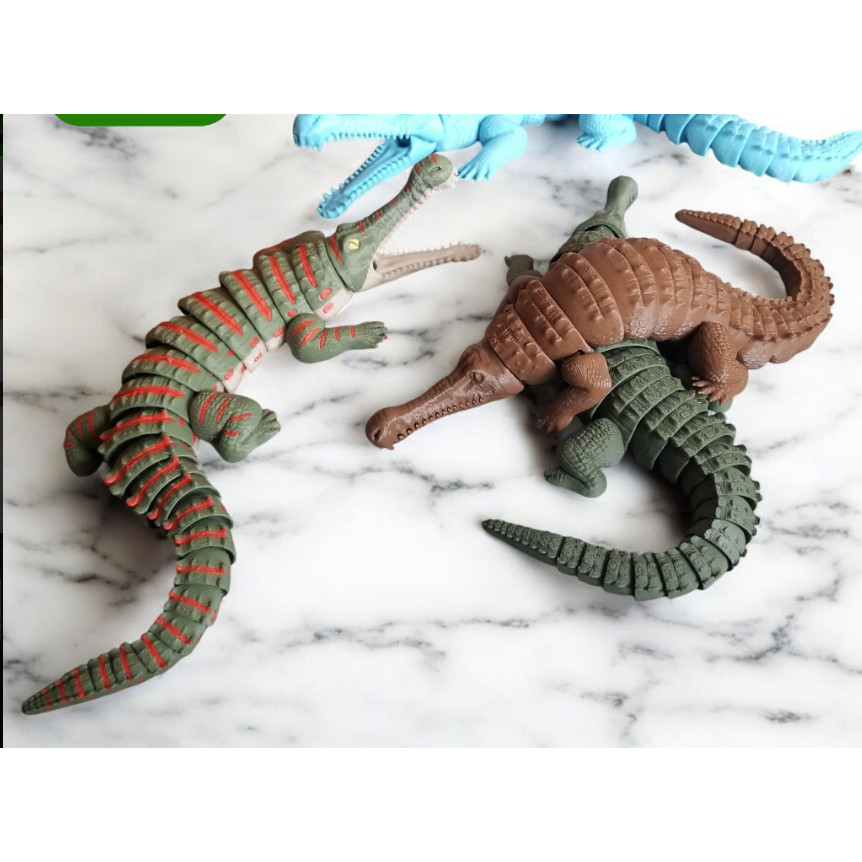 Cuero Crocodile Sarcosuchus SuperCroc Articulion Open ปาก v6