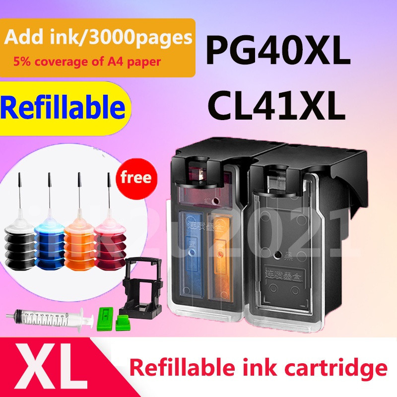 Canon PG-40XL PG40XL PG 40XL สีดํา CL-41XL CL41XL CL-41XL สี PG-40 สีดําสําหรับ MP145 MP160 MP170 MP