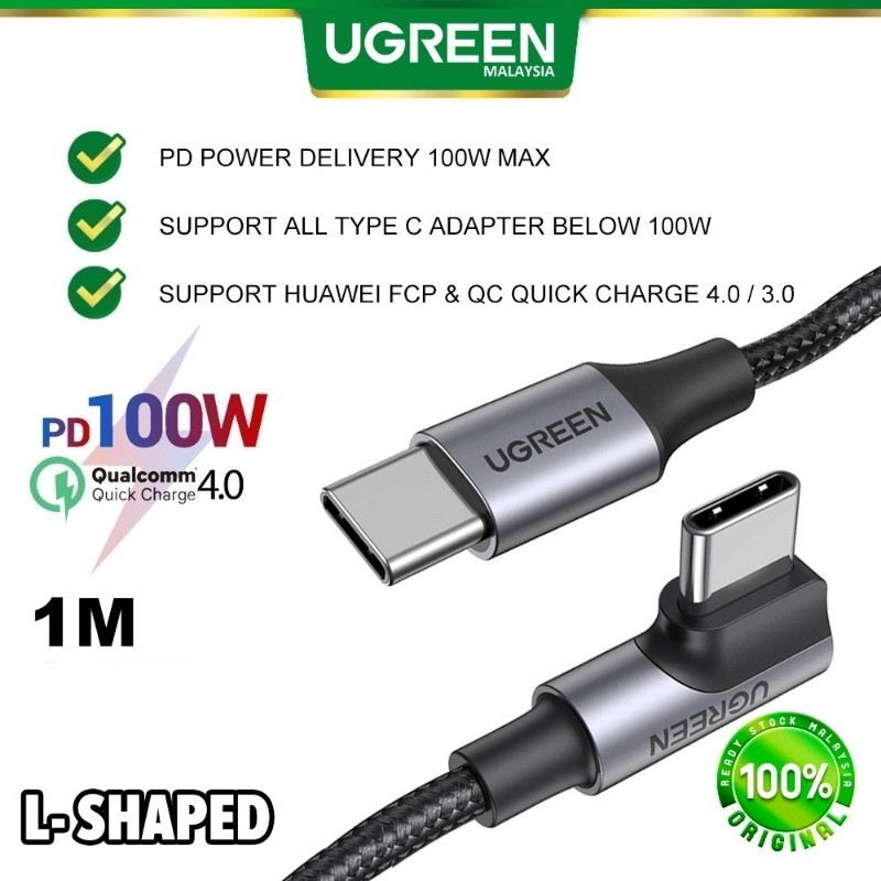 UGREEN สาย USB C ถึง USB C PD 100W 5A Qualcomm 3.0 4.0 QC Quick Fast Charge โทรศัพท์ Android