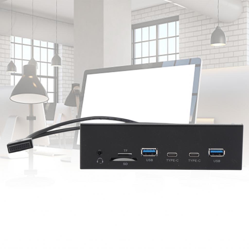 Ropa888 แผงด้านหน้า USB Hub USB3.2 GEN1 19PIN + เสียง 9 พินอินพุตโลหะ 5Gbps Optical Drive Extension 