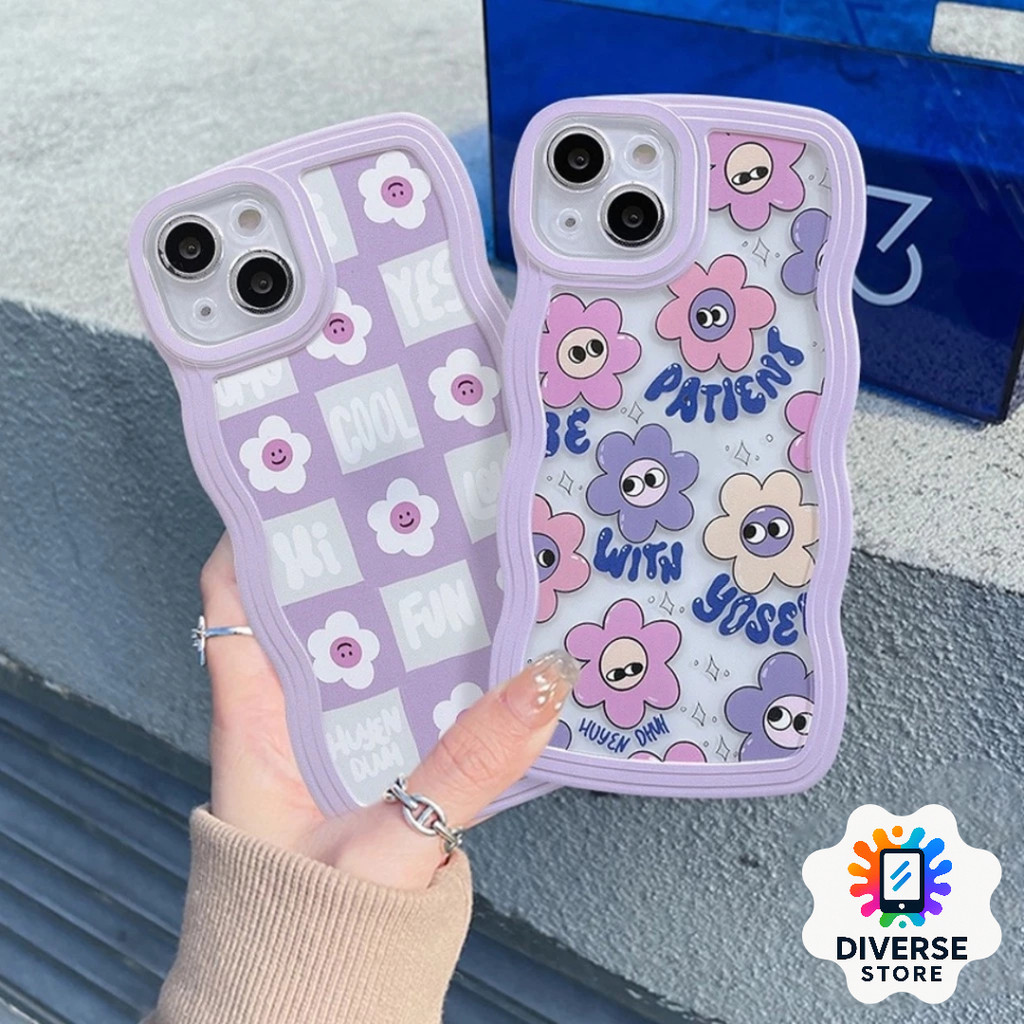 DS125 SOFTCASE WAVY WAVE SILICONE SOFT CASE CASING CLEAR WAVE รุ่น SMILE FLOWER MOTIF สําหรับ VIVO Y