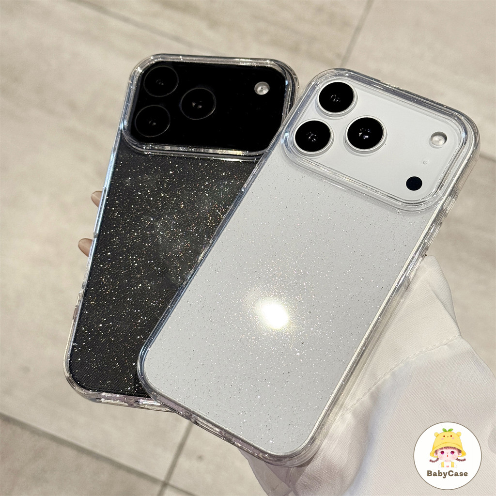 เคสไอโฟน 17 สำหรับ IPhone 16 14 11 13 12 15 Pro Max 16 7 15 8 Plus XR X XS Max ปกแป้งแวววาวเรียบง่ายน่ารักที่สร้างสรรค์