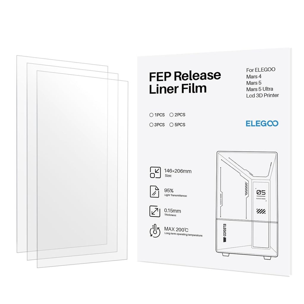 ELEGOO 3 ชิ้น FEP Release Liner ฟิล์มสําหรับ ELEGOO Mars 4, Mars 5, Mars 5 Ultra Resin 3D เครื่องพิม