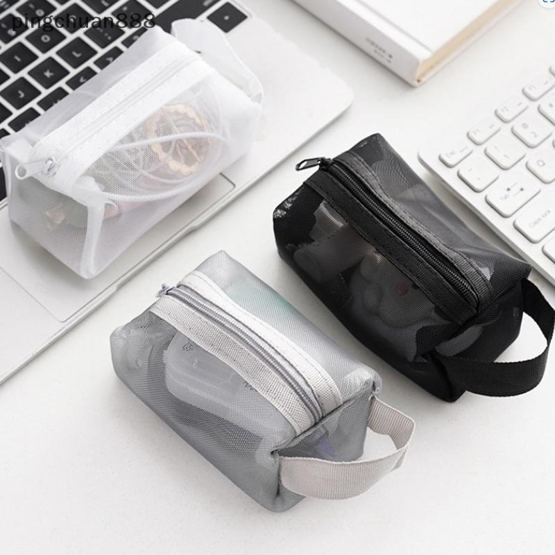 Pingchuan888 1PC Travel ตาข่ายกระเป๋าเครื่องสําอางซิปกระเป๋าแต่งหน้าสําหรับผู้หญิงล้างแป้งกระเป๋าแต่