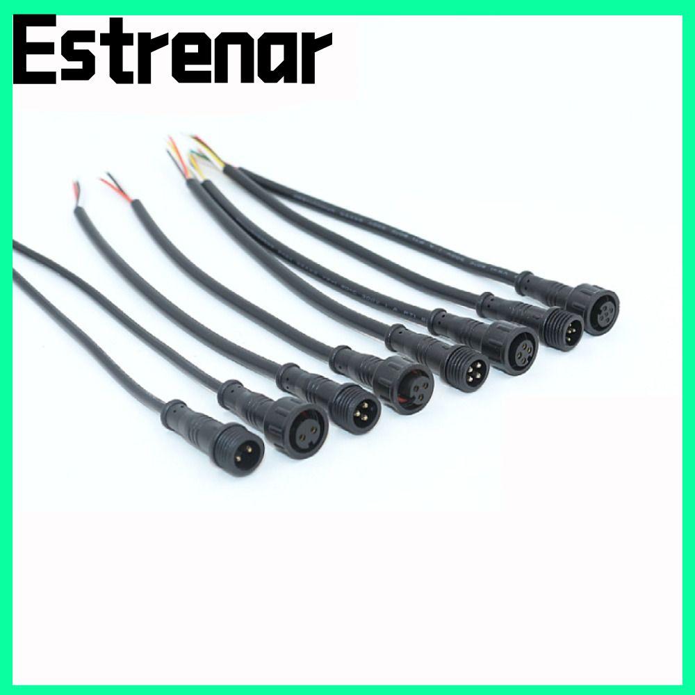 ESTRENAR 2Pin 3Pin 4Pin แจ็ค,สายสีดํา 20 ซม.ชายหญิง LED Connector,ไฟ LED 2Pin 3Pin 4Pin IP67 สายไฟกั
