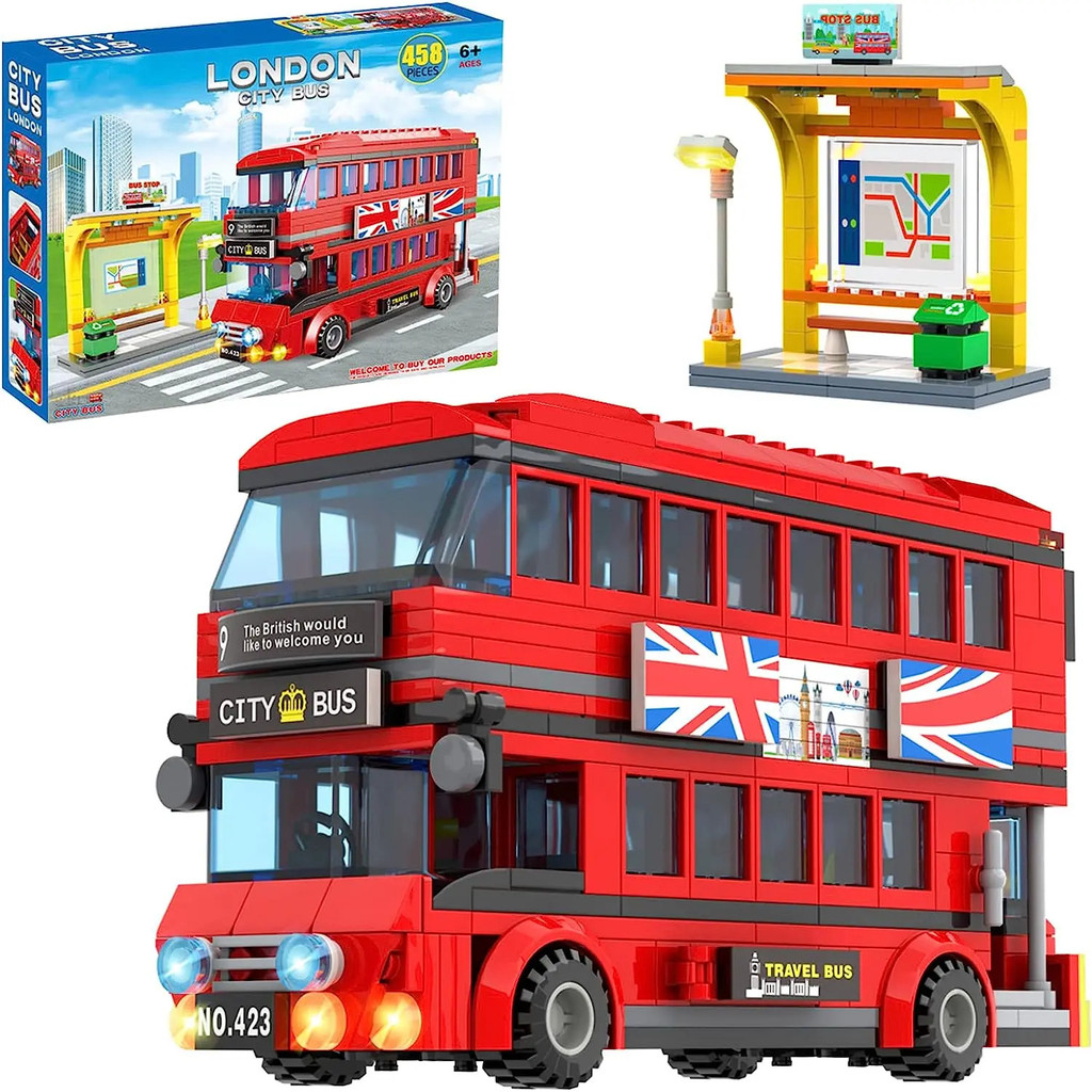City London Bus Station Building Blocks ชุด Double Deckers London Travel Bus Learning Roleplay Stem 
