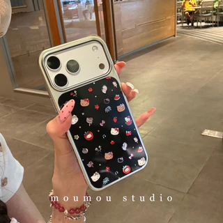 Huiwanju ความรู้สึกระดับพรีเมียม ins แมวพื้นหลังสีดําเหมาะสําหรับเคสโทรศัพท์มือถือ iPhone17ProMax เคสป้องกันป้องกันการหล่น 16Pro/15