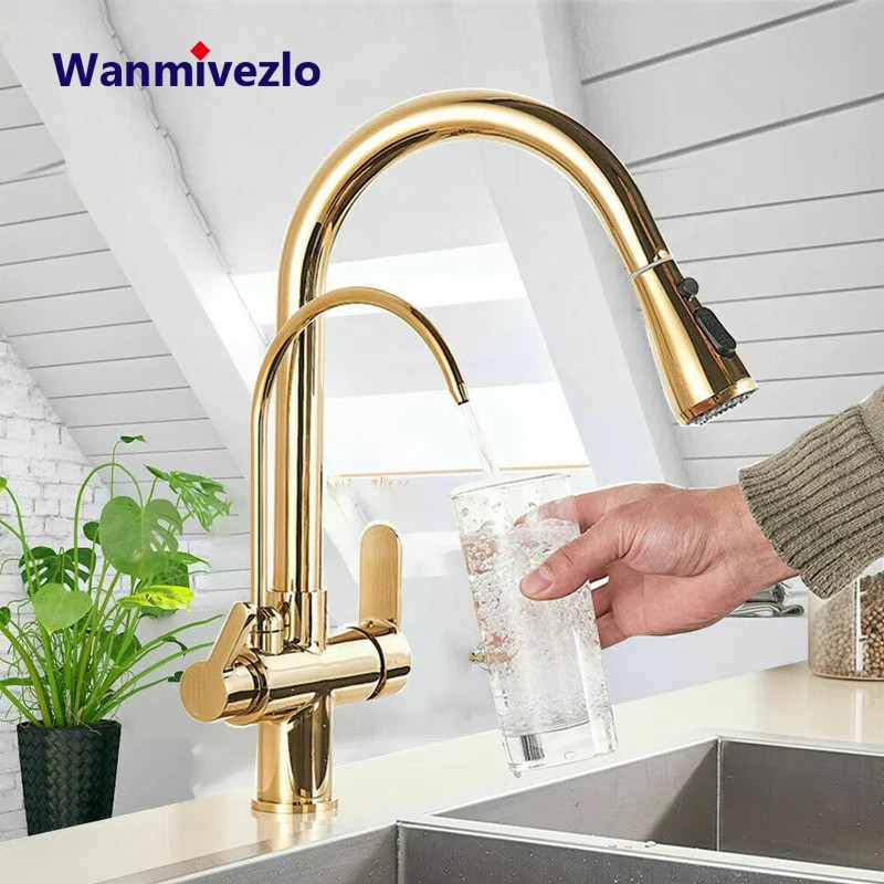 Purify Water Kitchen Faucet Deck Mounted Dual Handle Faucet Purification Kitchen Sink Faucet 2 Swive