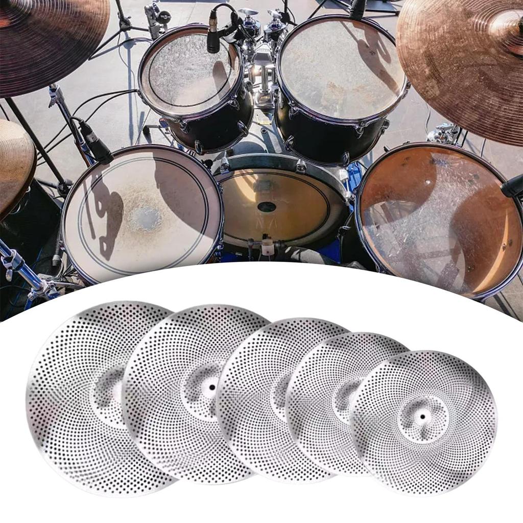 [juntzym] 5x Mute Cymbal Set Low Volume Cymbal Pack สําหรับ Apartment Beginners Drum Set