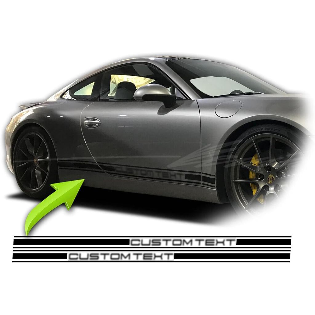 BENINI Design STUDIOSide Door Lower Rocker Racing Stripes Vinyl Decals Graphics Kit - เข้ากันได้กับ 