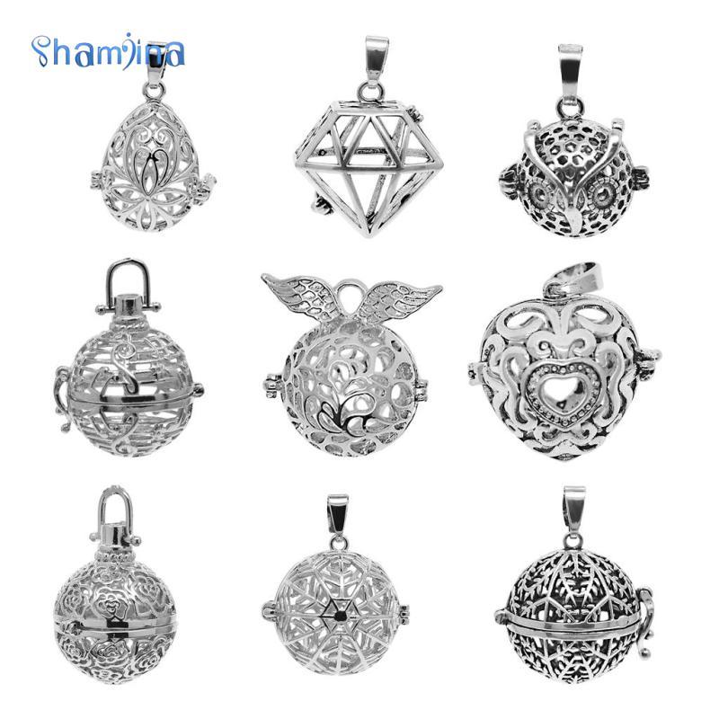 จี้กรงลูกปัดเงิน Locket Charms สำหรับทำสร้อยคอ DIY