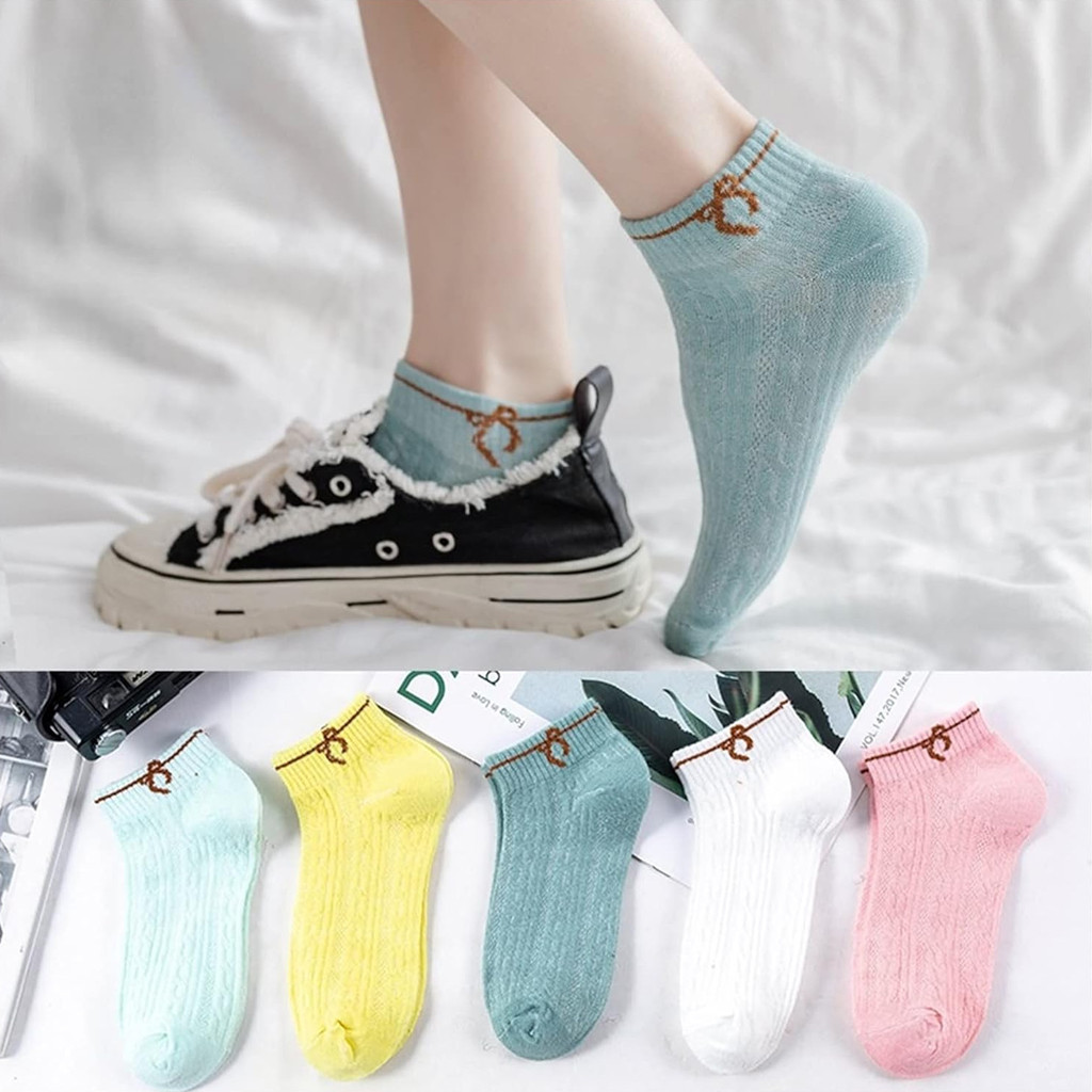 รหัส ถุงเท้าริบบิ้นลายทางแฟชั่นสตรีถุงเท้าข้อสั้น โอเค247