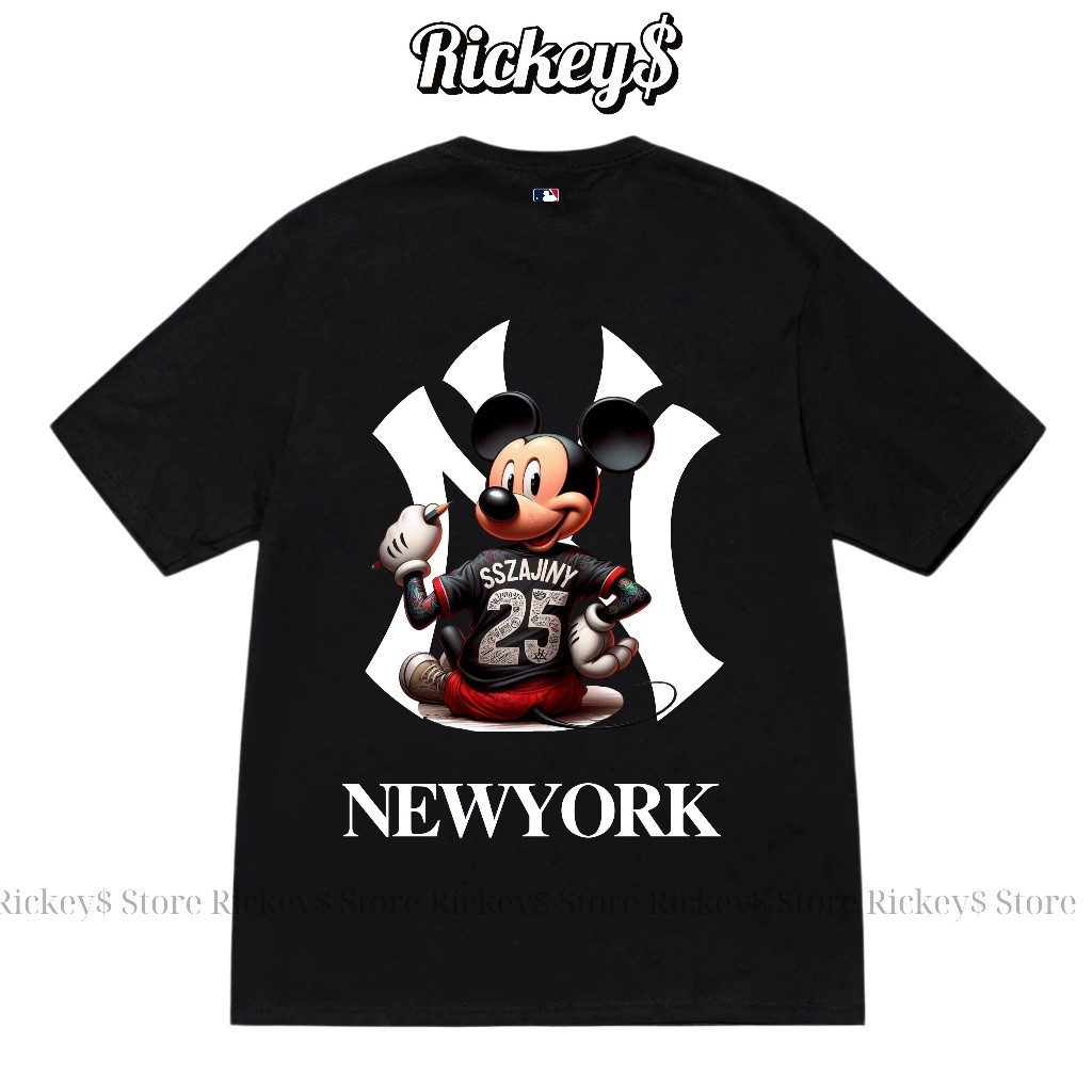 MBL เสื้อยืดคอกลม Mickey Mouse พร้อมกราฟิกแบบNY จากเนื้อผ้าคอotonคุณภาพสูง