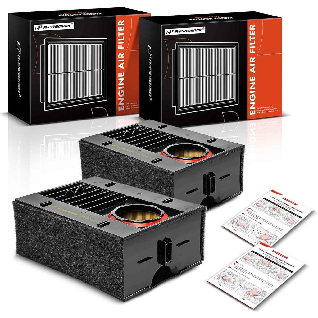 A-Premium ไส้กรองอากาศเครื่องยนต์ 2 ชิ้น เข้ากันได้กับ Porsche Macan 2015-2024, Panamera 2017-2019, 