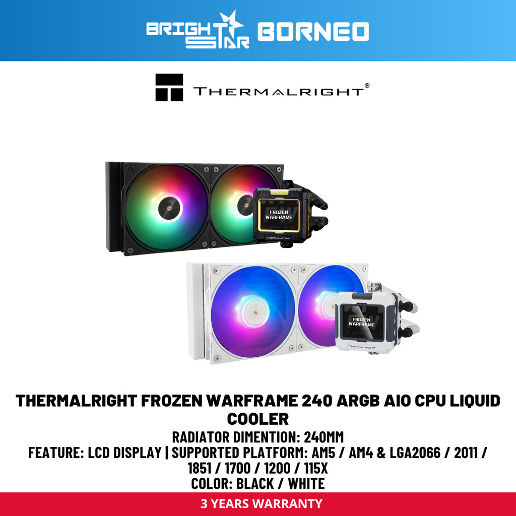THERMALARIGHT Frozen Warframe 360 Argb AIO CPU Liquid Cooler - สีดํา/ขาว
