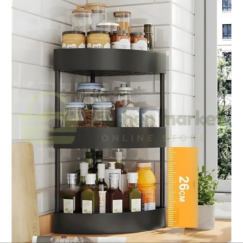 ROSIE MULTIPURPOSE SHELF SQUARE BATHROOM SHELF 3-TIER CORNER SHELF / SALON SHELF 3-LAYER KITCHEN SHE