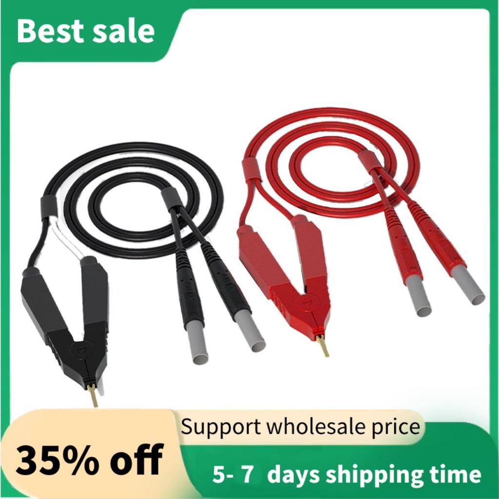 Kelvin Test Lead Bottom Resistance 4 สาย 4 มม.ปลั๊กโคมไฟคลิป Orchalum ชุบ Kelvin Probes J.70075