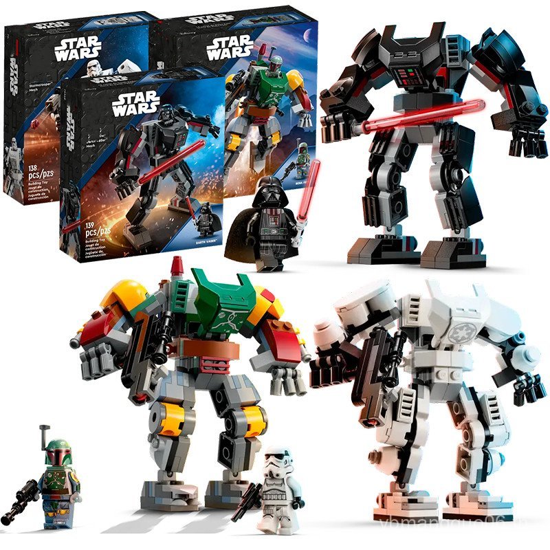 61 วันเด็ก Star Wars Building Blocks 75368/75369/75370 Samurai Mecha Mandalorian ของเล่น