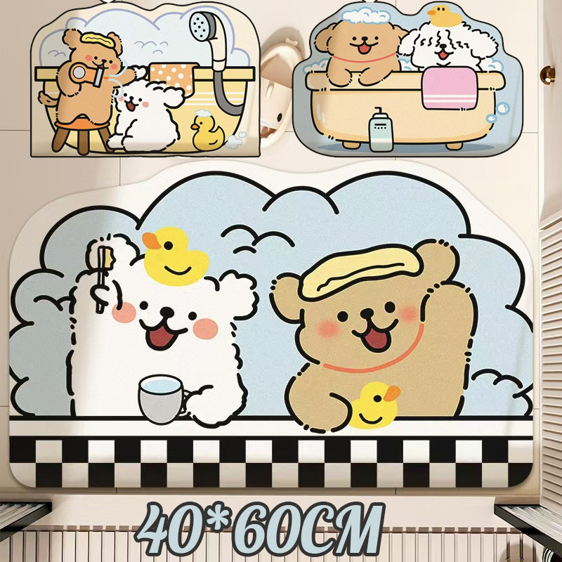 พรมเช็ดเท้าห้องน้ำดินเบียว ดูดซับน้ำและกันลื่นดีเยี่ยม 40x60ซม. นุ่มสบายผิว ทำความสะอาดง่าย