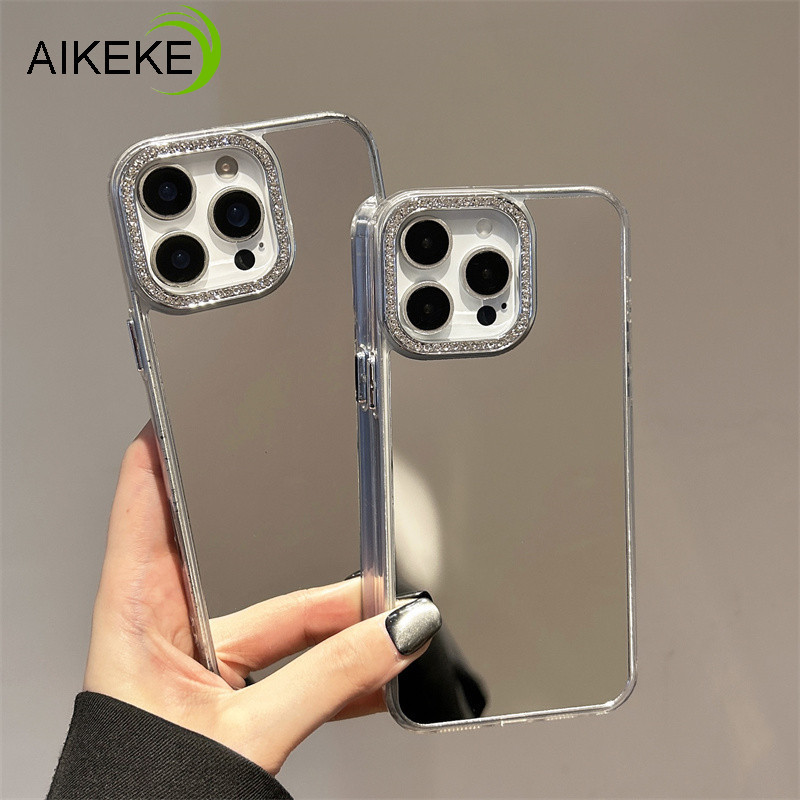 ชุบเงินกระจกเคสโทรศัพท์สําหรับRealme 15T 15 14 14X 14T 13 12 12X 11 11X 9i 7i 2 V13 P3 P3X P1 U1 Pro Plus Lite 4G 5Gเพชรกรอบปลอกกระจกแต่งหน้าฝาหลัง