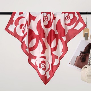 ผ้าพันคอ.camellia ลายดอกไม้ ระบายอากาศดี เหมาะสำหรับวันหยุดแ…