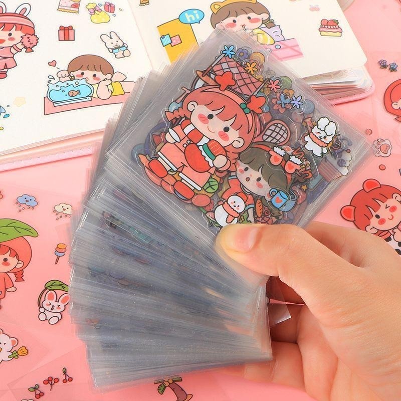 DIY-Sanrio/kapibala/labubu/กล่องตกแต่งชุดสติกเกอร์การ์ตูนน่ารัก 100 แผ่นต่อกล่อง-จัดส่งจากประเทศไทย