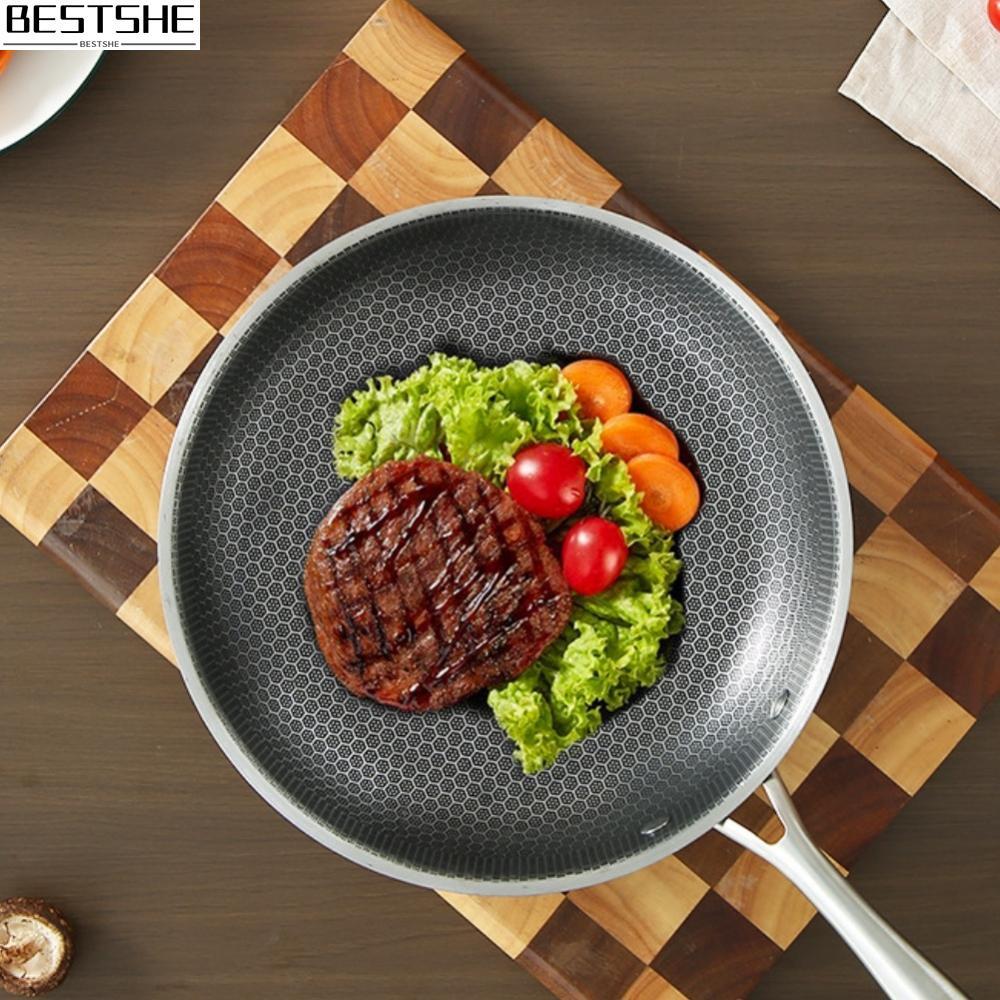 {bestshe}Stainless for honeycomb frying pan,non frying pan,flat pan for frying steak