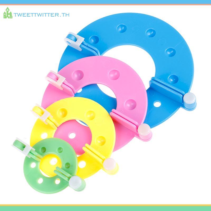 Tweet 8PCS 4 ขนาด Fluff Ball Weaver PomPom Maker ถัก Loom Kit TH