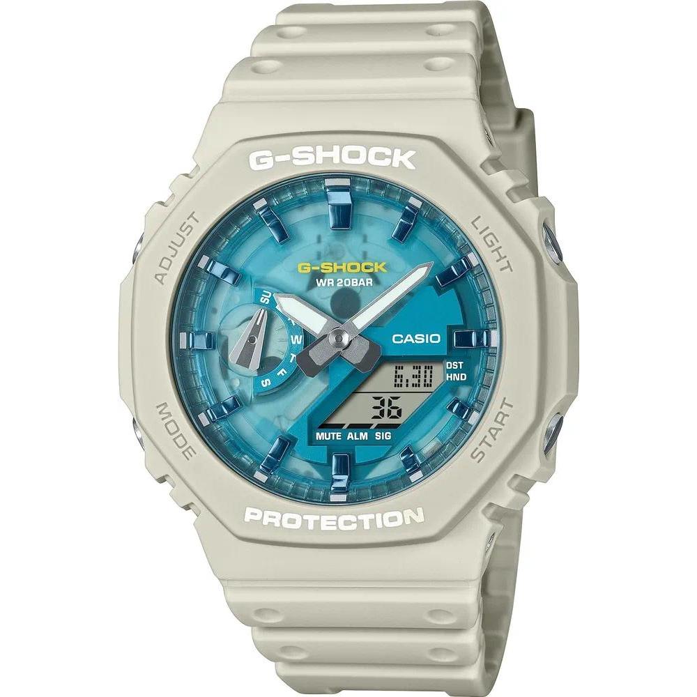 G*s*h*o*c*k GA-2100AS-5A ผู้ชาย Analog Digital Sport Watch AH-6A สายเรซิ่นสีม่วงแฟชั่นเรซิ่นสายนาฬิก
