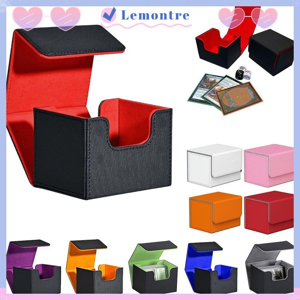 LEMONTRE Game MTG Trading Card Holder, PU 100+ Trading Card Deck Box, ทนทานขนาดใหญ่ความจุ Dust-proof Card Deck การ์ดเกมสะสม