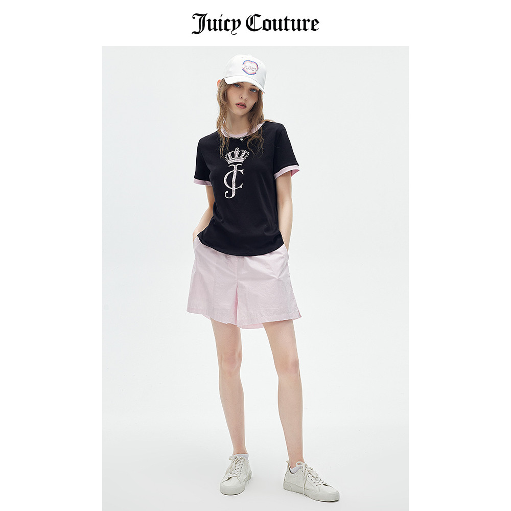 เสื้อยืด Juicy Couture ผ้าฝ้ายแท่อเมริกัน แขนสั้น สไตล์ใหม่สำหรับฤดูร้อนปี 2023