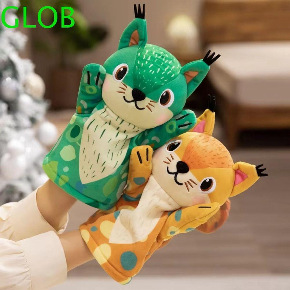 GLOB Animal Hand Puppet, Squirrel Storytelling Stuffed Plush Squirrel Toys, Kawaii Movable Mouth Sof