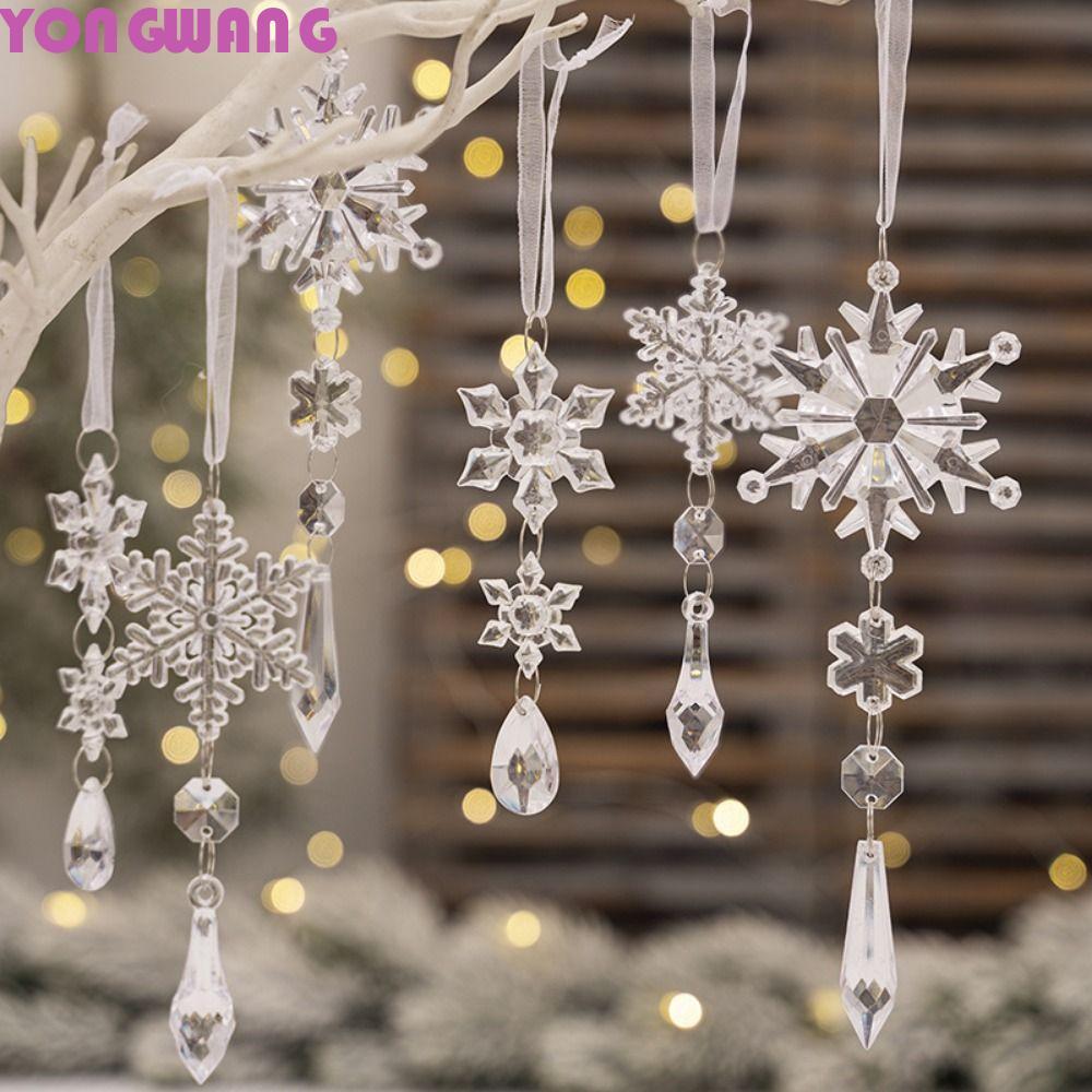 YONGWANG66HR 10 ชิ้น/เซ็ตเกล็ดหิมะ Icicle เครื่องประดับ,จําลองโปร่งใสเกล็ดหิมะแขวนจี้,พลาสติกอะคริลิ