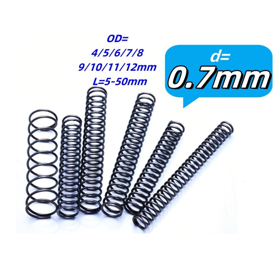 65Mn สปริงเหล็กอัดสปริง d0.7mm*OD4-12mm*L5-50mm แรงดันแรง สปริงคืน สปริงอัด สปริงป้องกันความเมื่อยล้