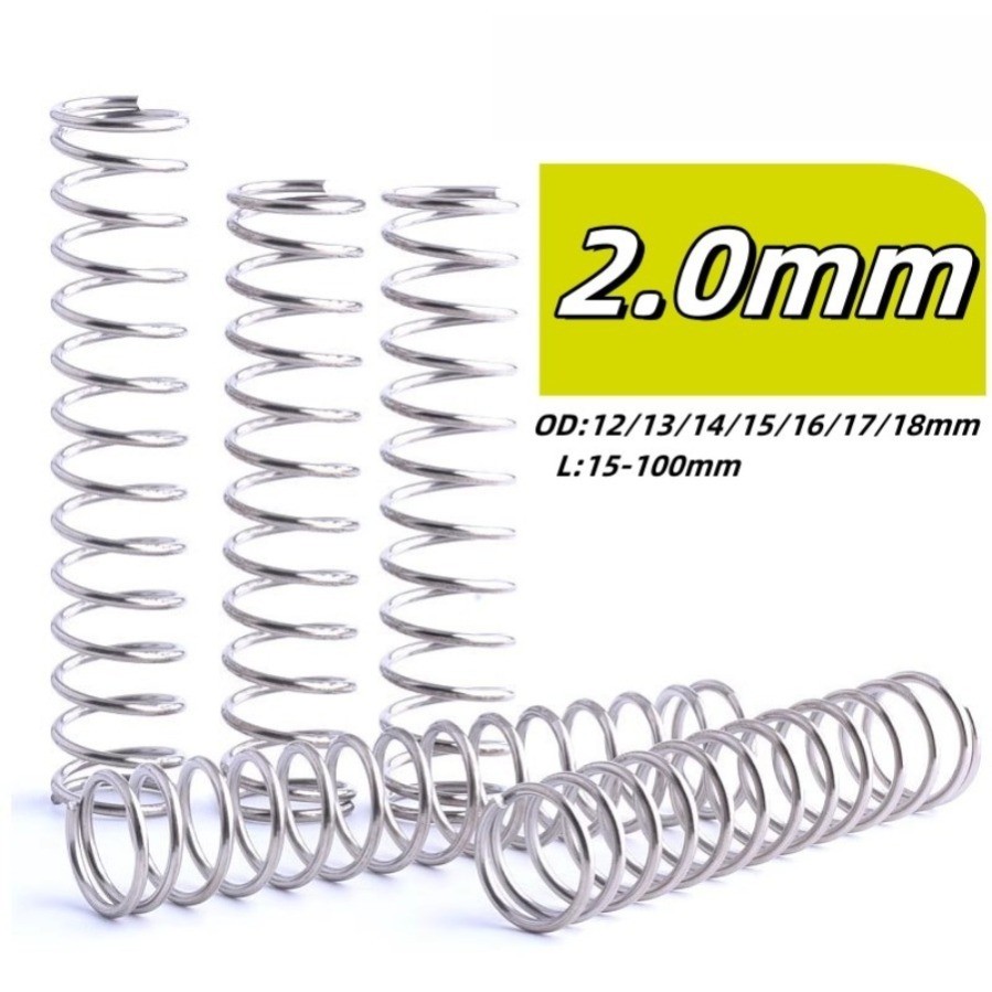 สปริงบีบอัด สปริงคืน สปริงบีบ สแตนเลส 304 d2.0mm*OD12-18mm*L10-100mm999-MB