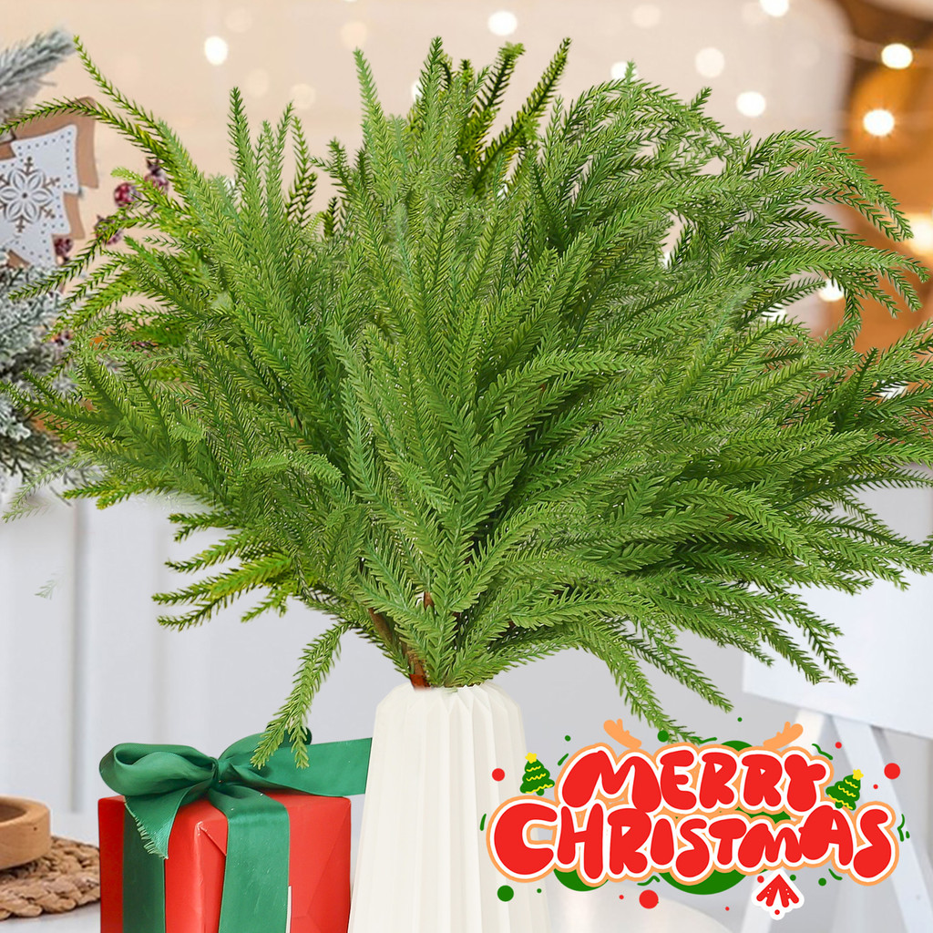 Lush Christmas ประดิษฐ์ - พลาสติก Eucalyptus สาขา - Vibrant Decor สําหรับ Xmas Garden Home งานแต่งงา