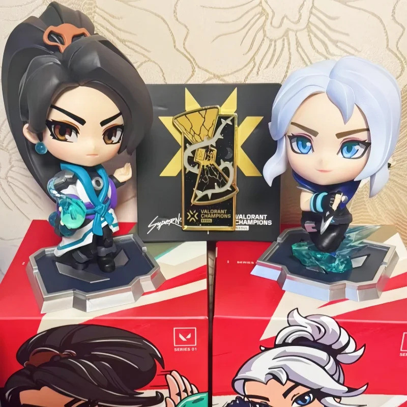 【ของแท้ 100%】Game Valorant รุ่น Q อะนิเมะ Action Figures ชุด - Killjoy Cypher Jett Sage ของเล่นสะสม