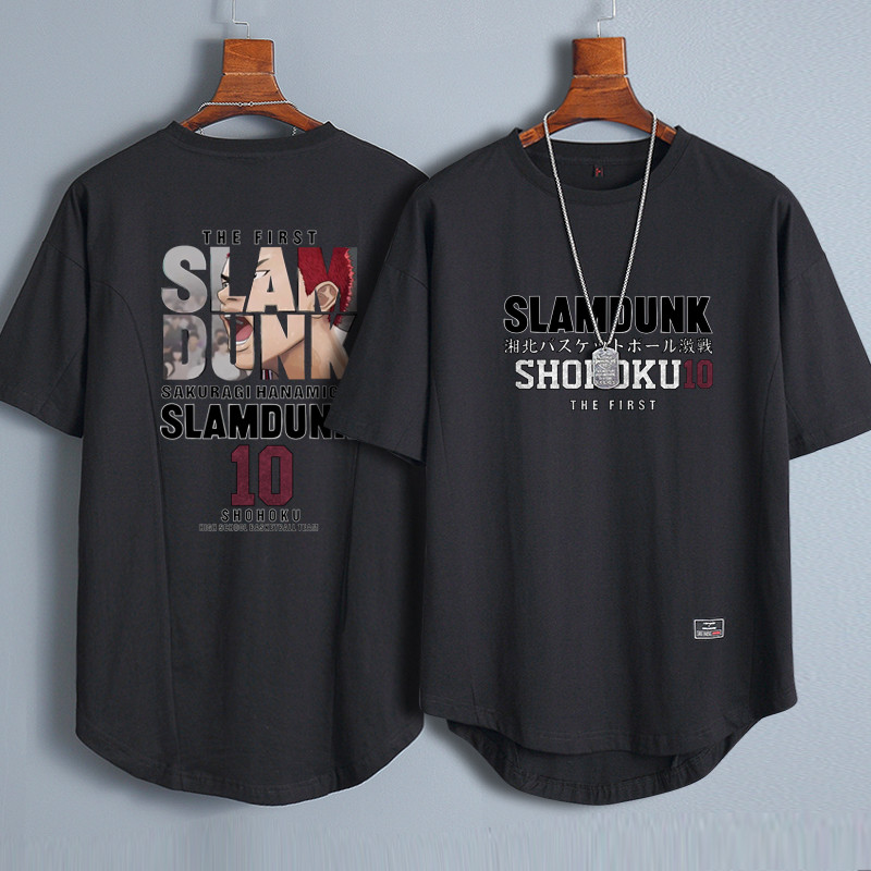 เสื้อยืดผู้ชาย Slam Dunk ออกแบบลาย Sakuragi ดอกไม้แผนที่ Ruka ทำจากผ้าฝ้ายแท้