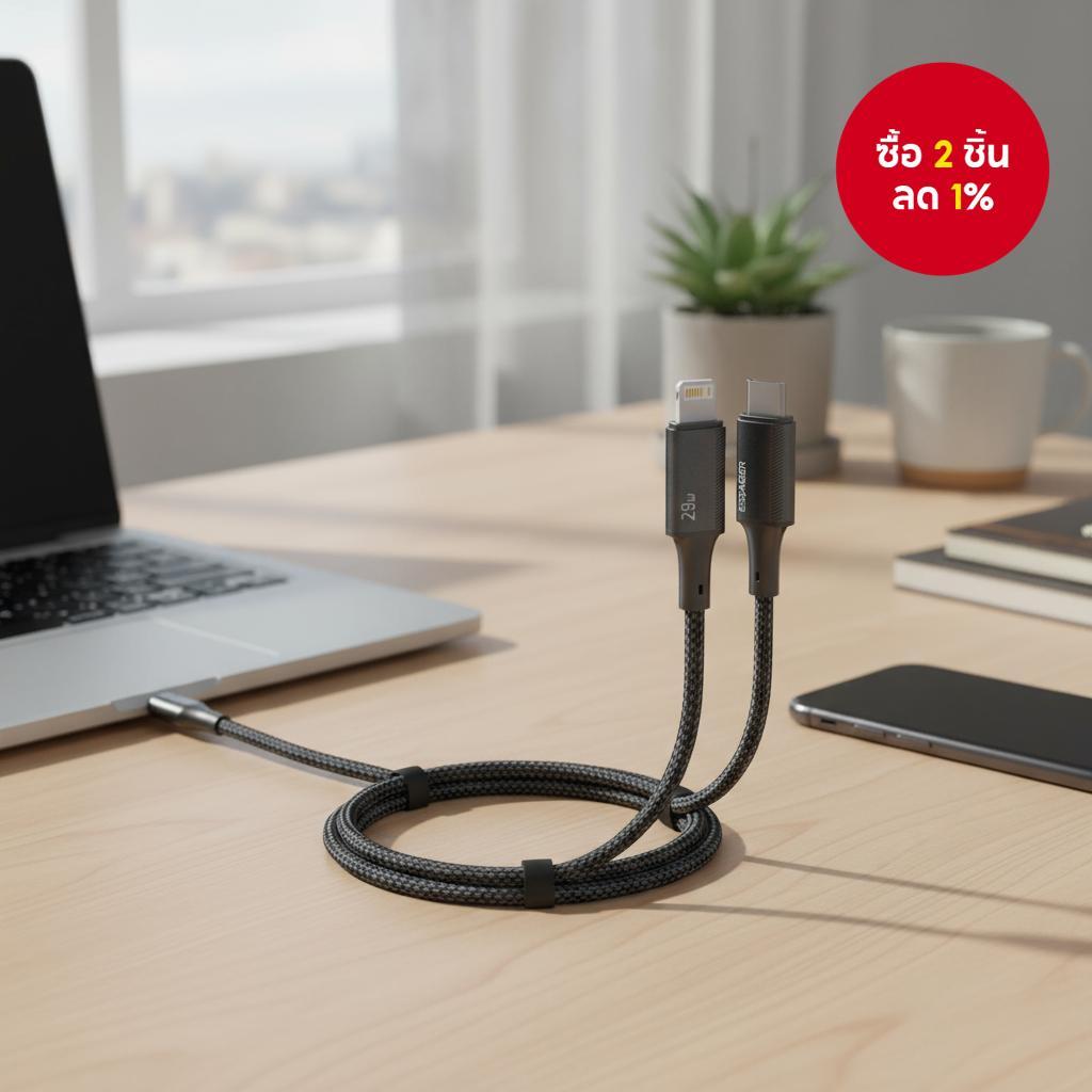 สายเคเบิล Type C Essager 29W สําหรับชาร์จด่วน PD ประเภท C ถึง 29W สําหรับอุปกรณ์ Apple