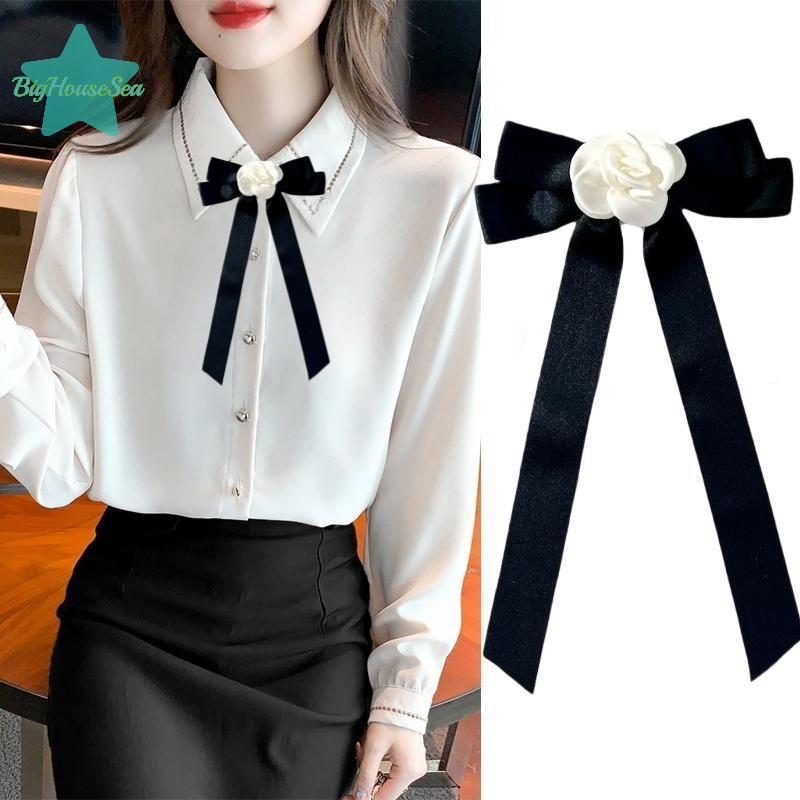 เข็มกลัดโบว์สำหรับเสื้อผ้า mourning ดีไซน์หรูหราพร้อมดอกแคมเลีย เพื่อผู้หญิง