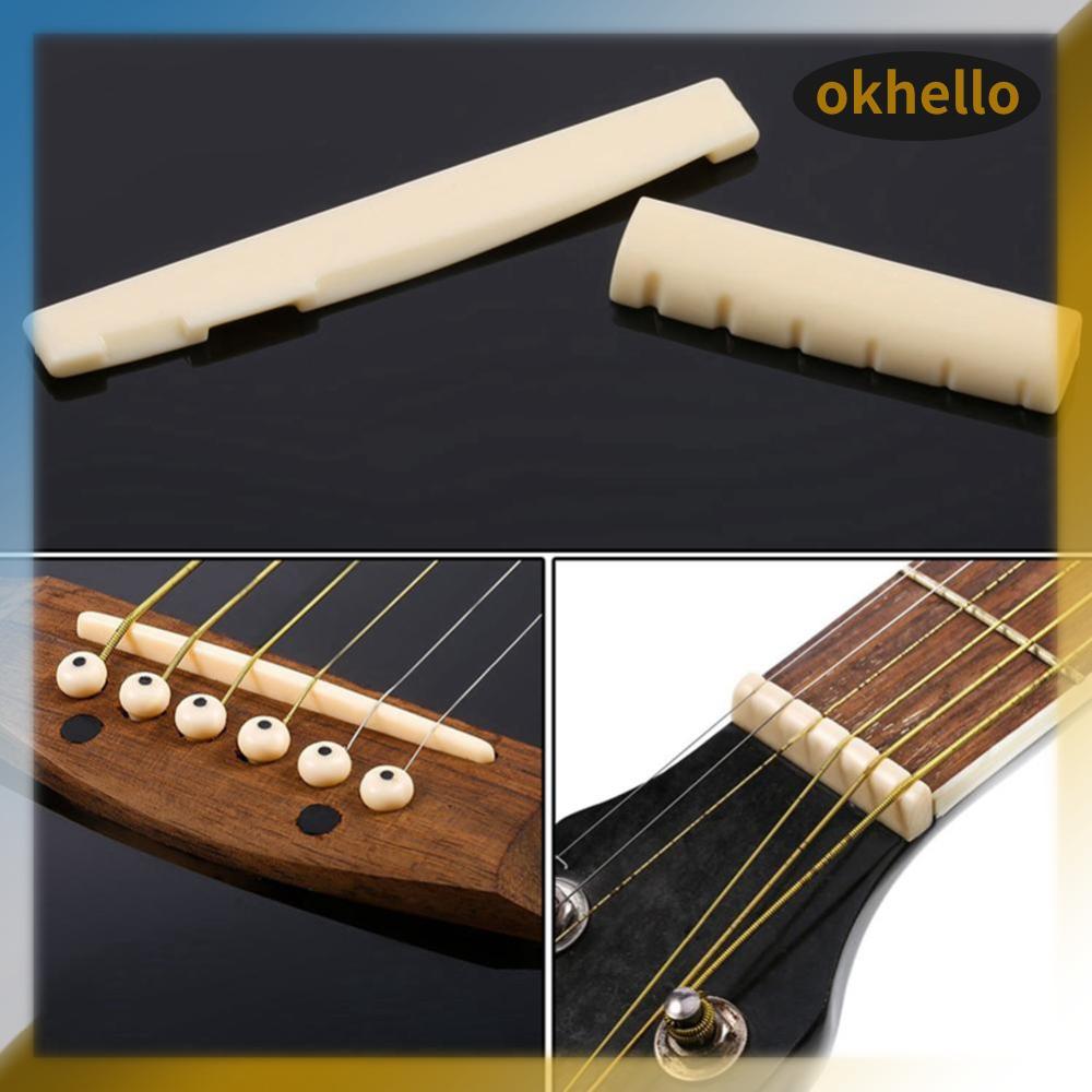 [Okhello.th] 15 ชิ้น Acoustic Guitar Bridge Pin Guitar Saddle Set Guitar Bridge Saddle Acoustic Guit